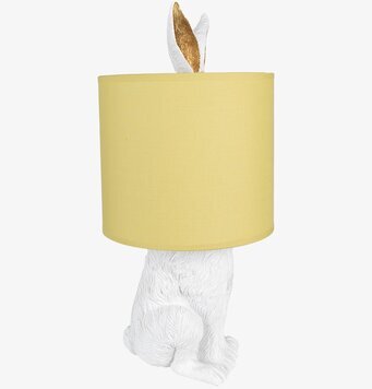 Bild av bordslampa med kanindesign i vit och gul färg