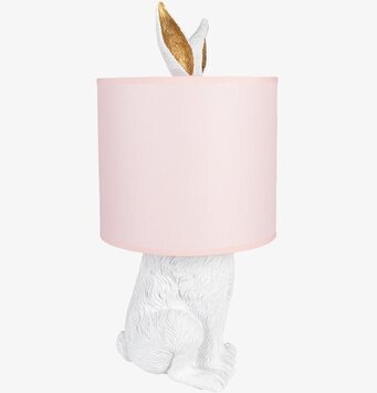 Bild av unik bordslampa med kanindesign i vit och rosa
