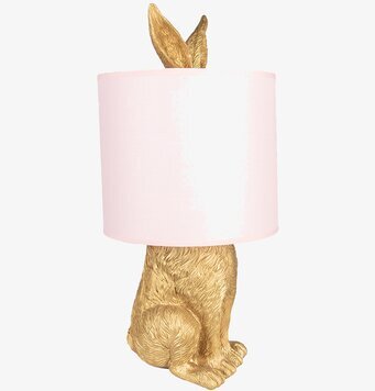 Bild av unik bordslampa med kanindesign i guld och rosa