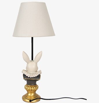 Bild av bordslampa med kaninmotiv och beige skärm