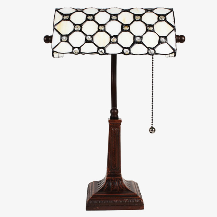Bordslampa Tiffany Vit Clayre & Eef Lampor Taklampor Golvlampor Bordslampor LED-lampor Ledlampor Fönsterlampor Ljusslingor för dekoration