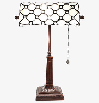 Bild av en elegant bordslampa med geometriskt mönster