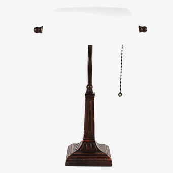 Bild av smakfull bordslampa med vit skärm och brun bas