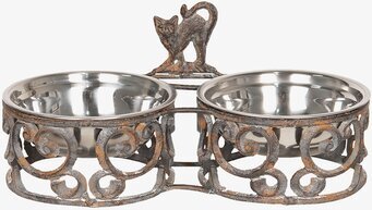 Bild av dekorativ och funktionell kattmatskål i järn