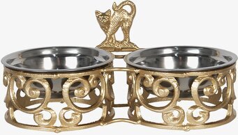 Bild av elegant guldmatskål för katter med stilren design