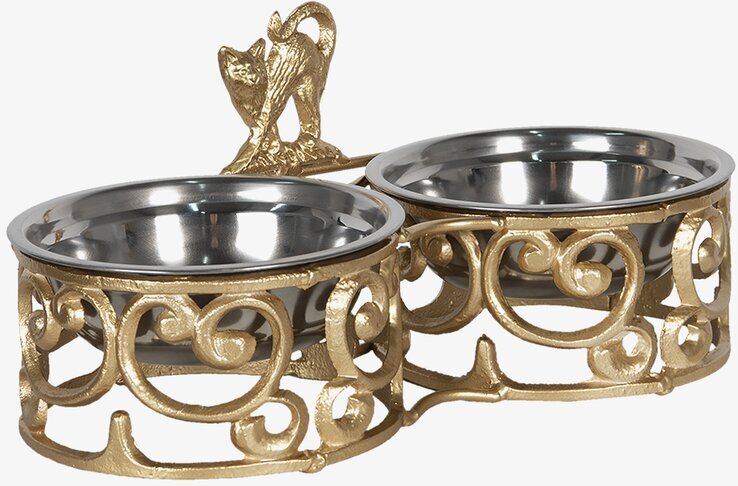 Matskål Katt Järn Guld Clayre & Eef Kattskålar