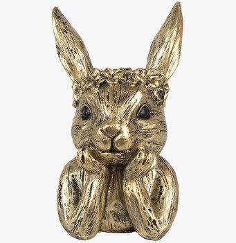 Bild av charmig ljusstake i antikguld med kaninmotiv