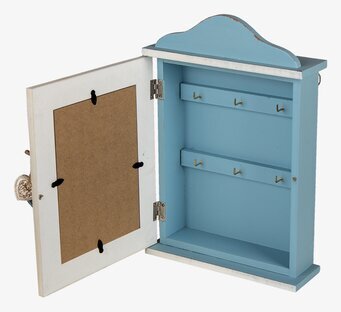 Bild av stilfullt nyckelskåp i antikvit och blå design