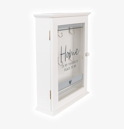 Bild av stilrent och funktionellt nyckelskåp i vitt trä