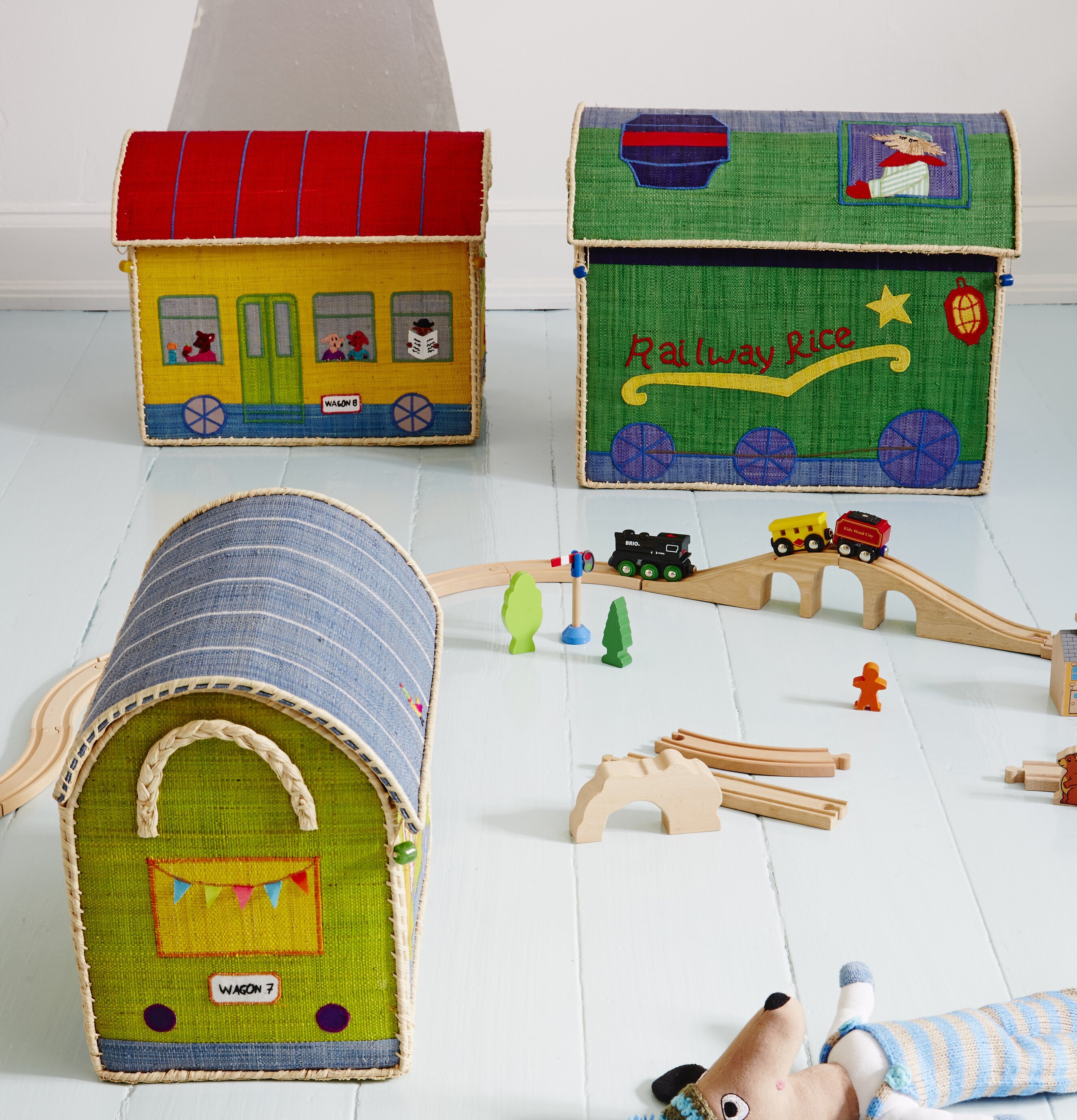 Förvaringskorg Tåg från Rice i ett lekfullt barnrum