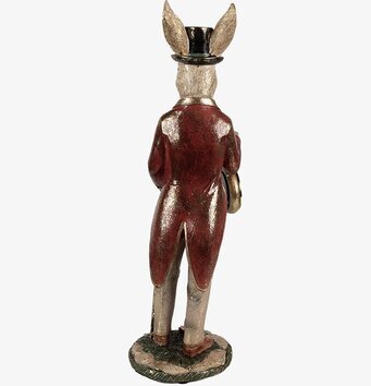 Bild av skulptur: Elegant kanin med klocka och hatt