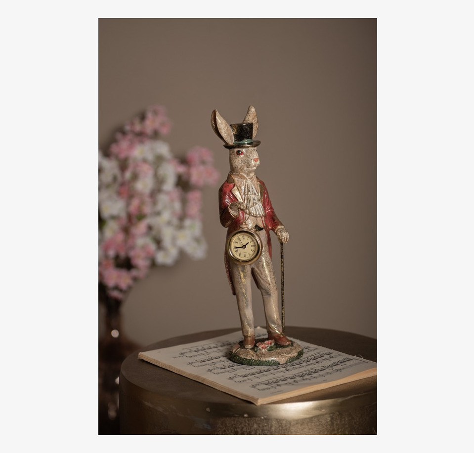 Kaninherre Med Klocka Clayre & Eef Kaniner för prydnad/dekoration Prydnadskaniner Dekorationskaniner Bunnys dekoration