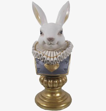 Bild av skulptur: Kanin med vita och gyllene detaljer