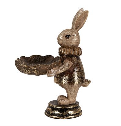 Bild av dekorativ kaninfigur med fat och detaljer