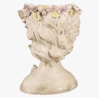 Bild av dekorativ kruka med blommotiv och naturliga linjer