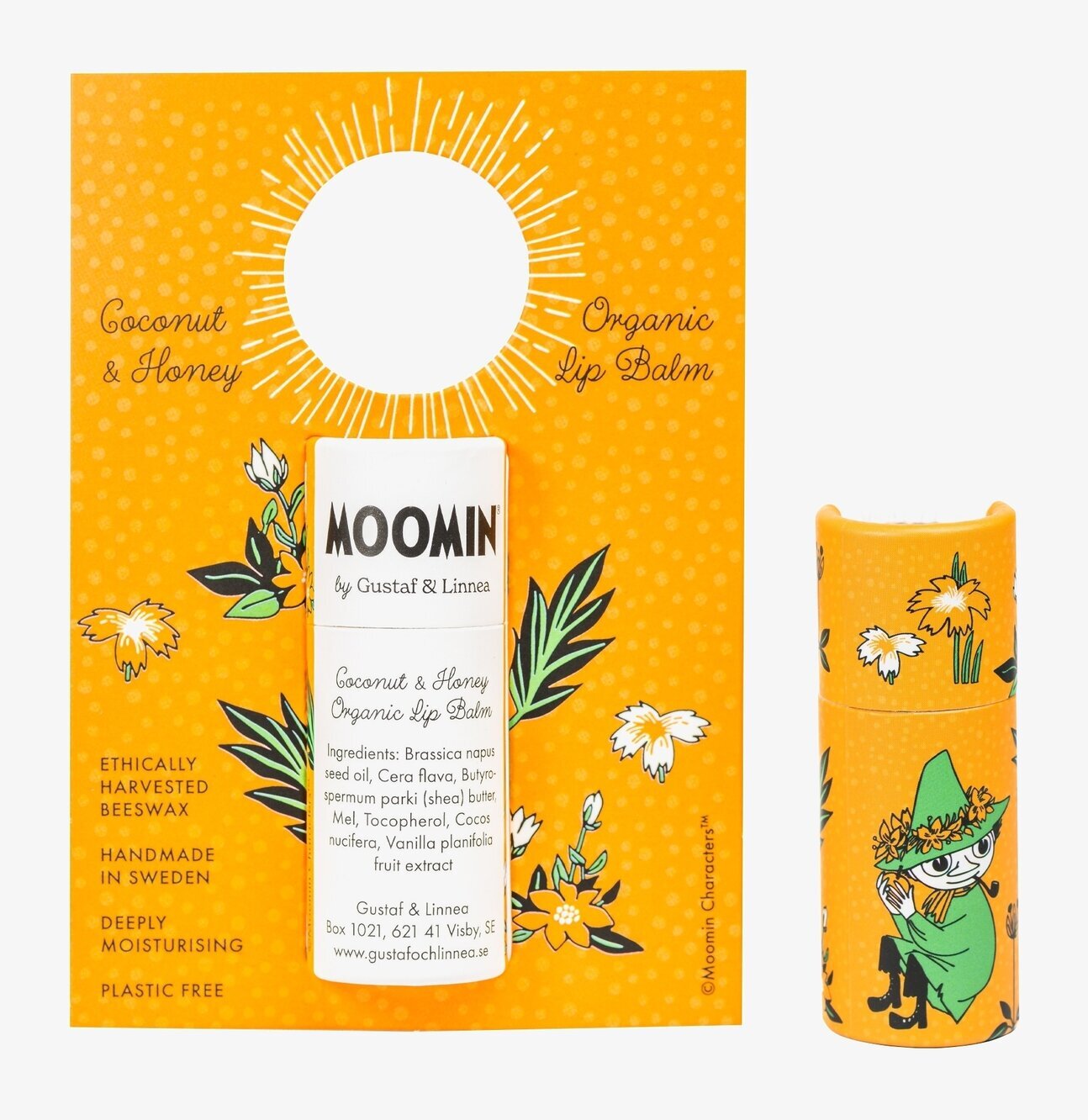 Lip Balm av bivax med kokos & honung - Mumin Gustaf och Linnea Läppbalsam Cerat