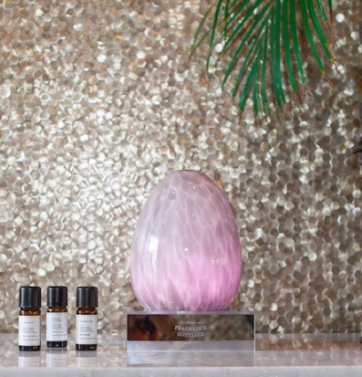 Bild av elegant interiör med diffusor och doftoljor