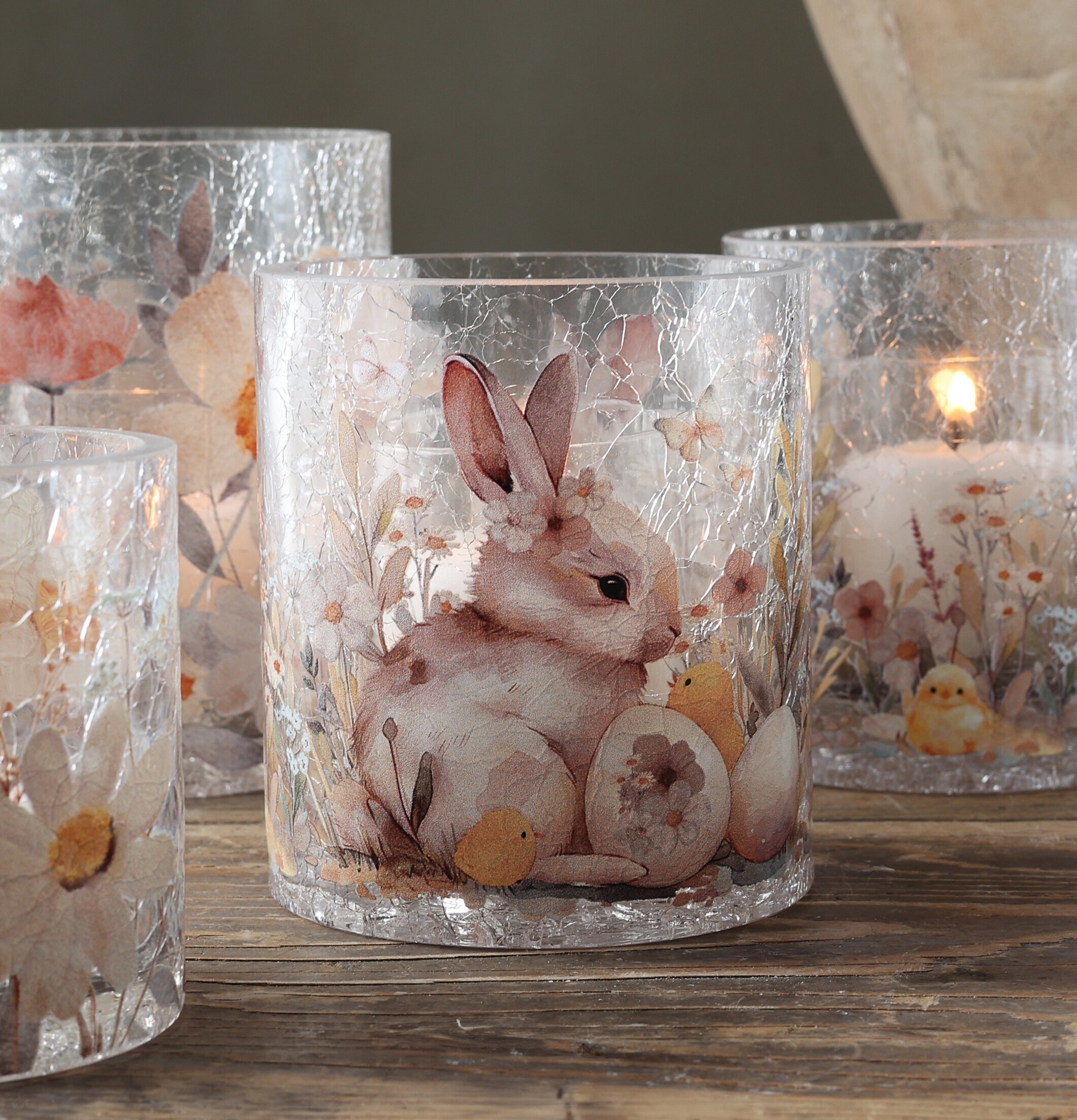 Ljuslykta Easter Floral Bunnies & Eggs Majas Cottage Lyktor Endless Light Ljuslyktor