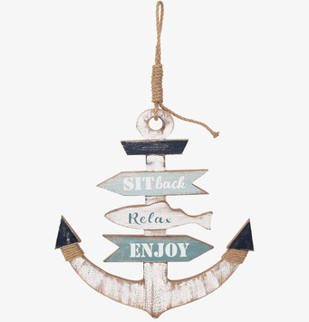 Bild av dekorativ träskylt formad som ett ankare