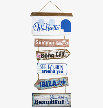 Bild av dekorativ träskylt med inspirerande budskap