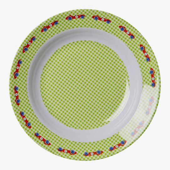 Djup tallrik Bil från Rice med färgglada bilillustrationer