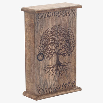 Bild av ett detaljerat nyckelskåp med livsträdsmotiv