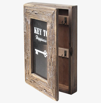 Bild av stilrent nyckelskåp med glasruta och krokar