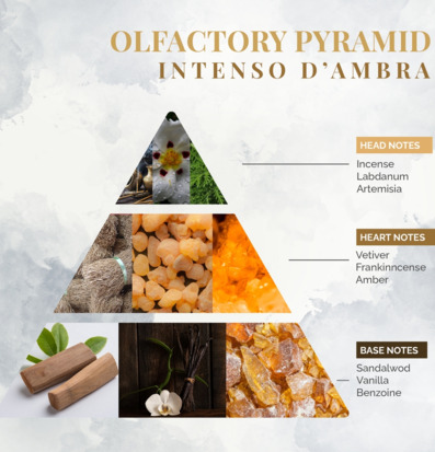 Bild av doftpyramid med topp-, hjärt- och basnoter