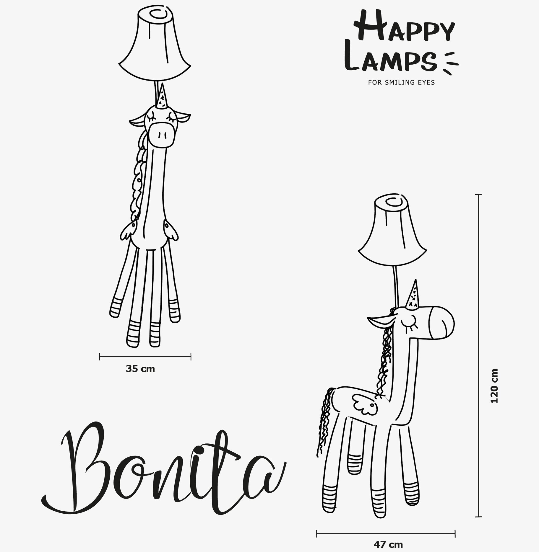 Golvlampa Bonita Enhörning Happy Lamps Lampor Taklampor Golvlampor Bordslampor LED-lampor Ledlampor Fönsterlampor Ljusslingor för dekoration