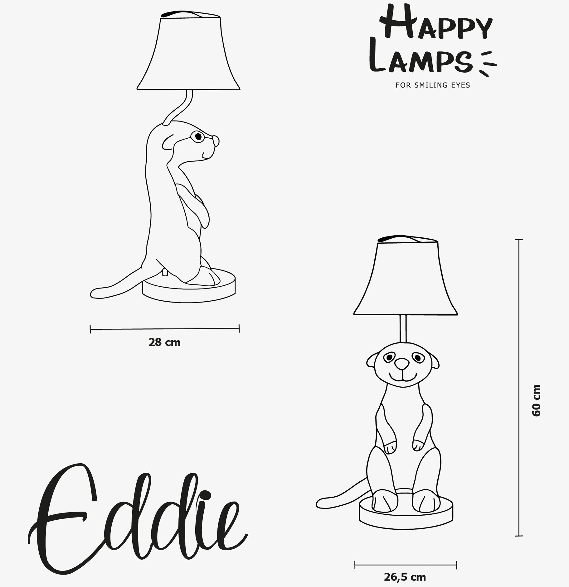 Bordslampa Eddie Surikat Happy Lamps Lampor Taklampor Golvlampor Bordslampor LED-lampor Ledlampor Fönsterlampor Ljusslingor för dekoration