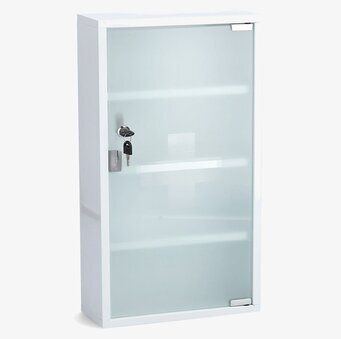 Bild av stilrent medicinskåp med frostad glasdörr
