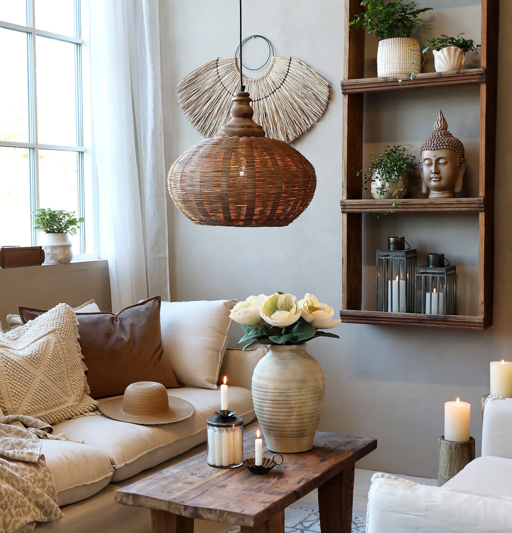 Taklampa Rotting Rund Natur Chic Antique Lampor Taklampor Golvlampor Bordslampor LED-lampor Ledlampor Fönsterlampor Ljusslingor för dekoration