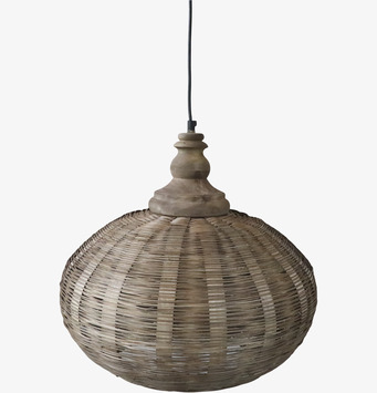 Bild av rund rottinglampa med rustik och naturlig design