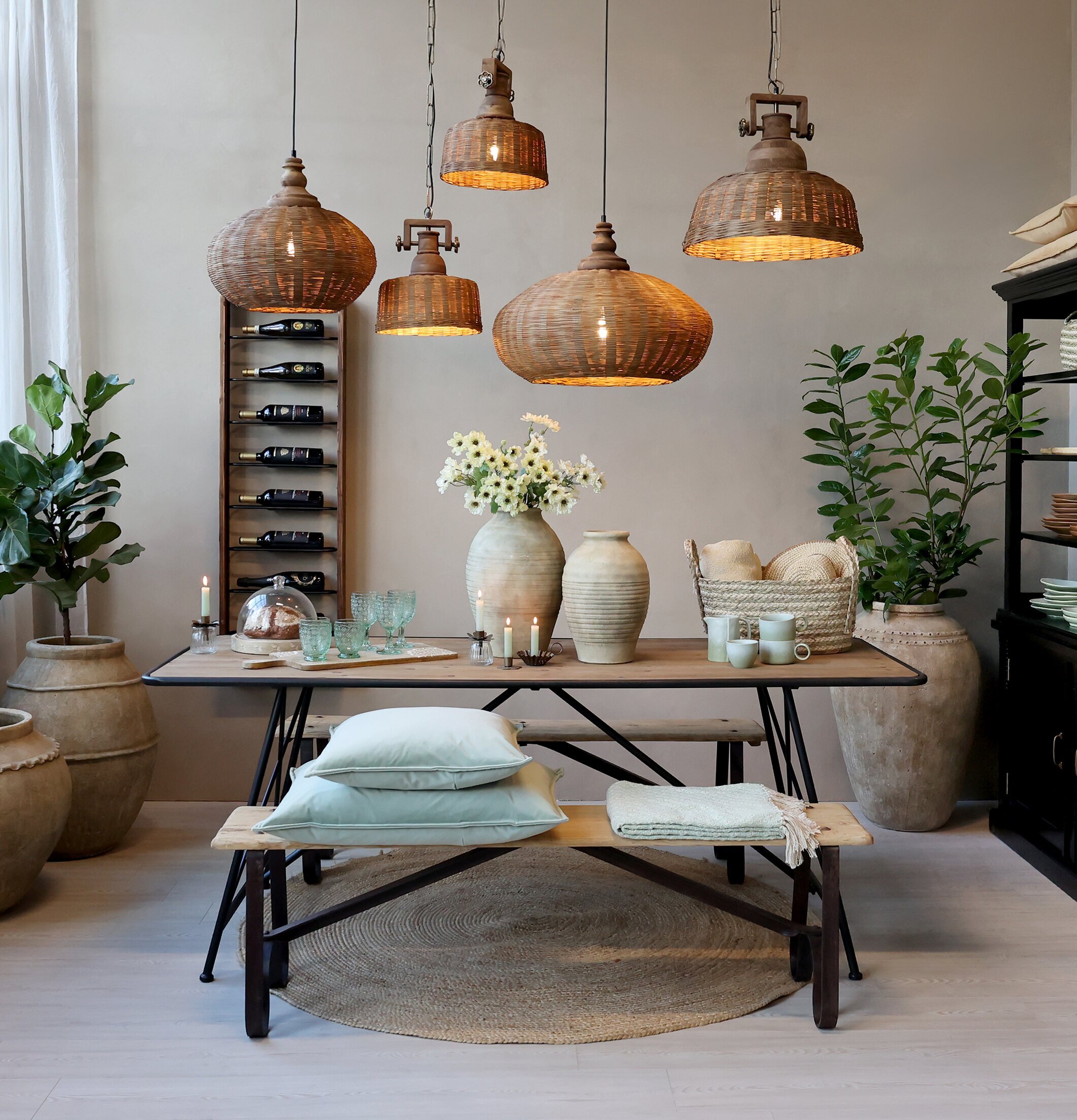 Taklampa Rotting Rund Natur Chic Antique Lampor Taklampor Golvlampor Bordslampor LED-lampor Ledlampor Fönsterlampor Ljusslingor för dekoration