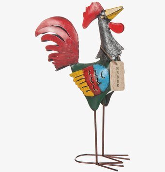 Bild av färgglad och livfull tuppdekoration i plåt