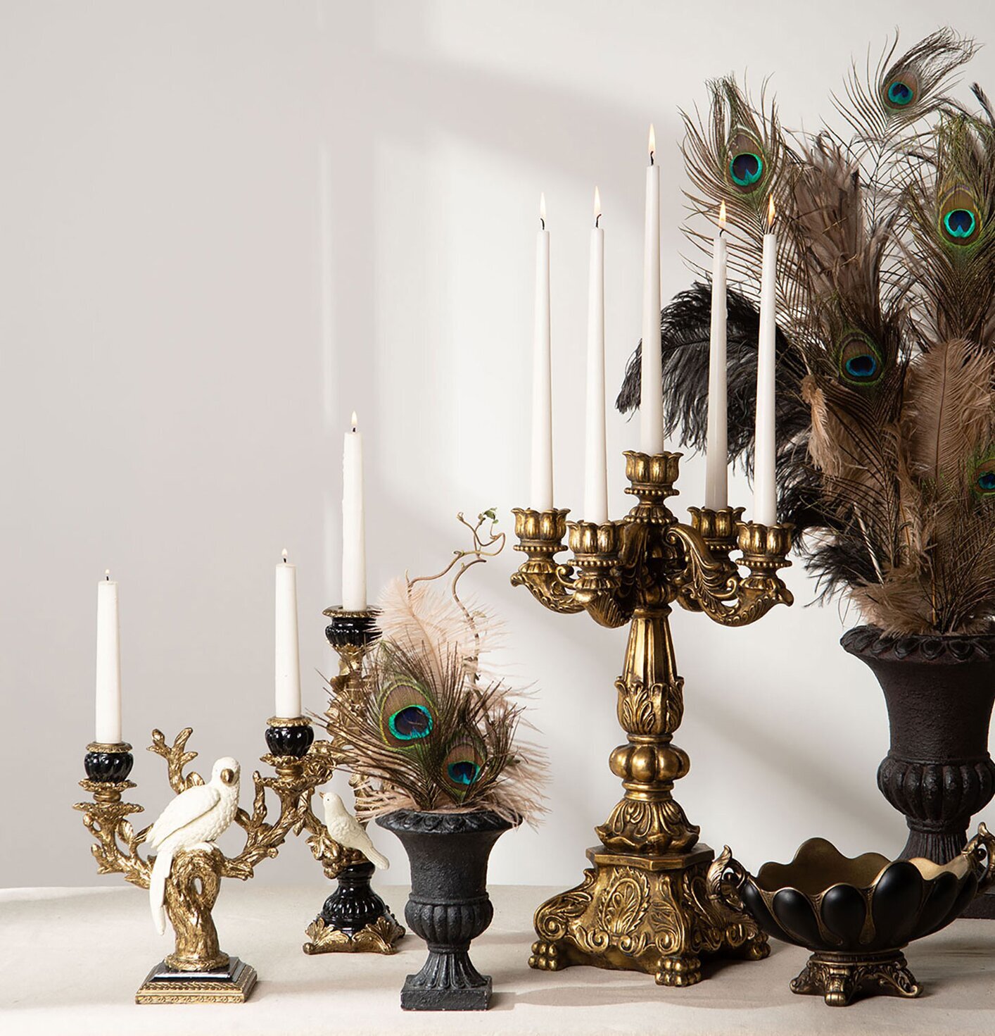 Ljusstake Papegoja Guld/Svart Fågel A Lot Decoration Ljusstakar Adventsstakar Ljushållare Ljushyllor