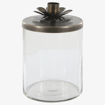 Foto av stilfull ljusstake i glas och antik mässing