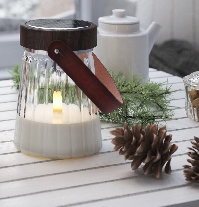 Glaslykta LED Solcell Deluxe Homeart Solcellsbelysning & solcellsdekoration