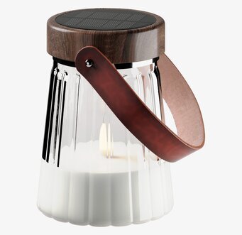 Bild av elegant solcellsdriven glaslykta med LED-ljus