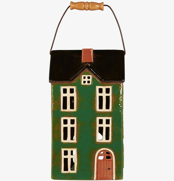 Bild av en charmig, detaljrik ljuslykta i grön nyans