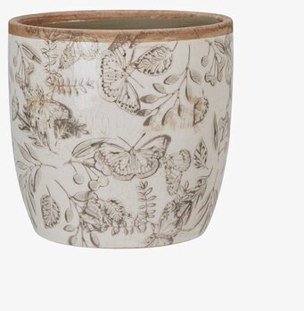 Bild av två dekorativa krukor med naturinspirerat mönster