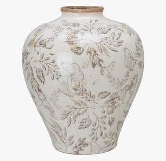 Bild av elegant vas med blommönster och glansig yta