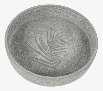 Bild av elegant fågelbad i cement med palmbladsmönster