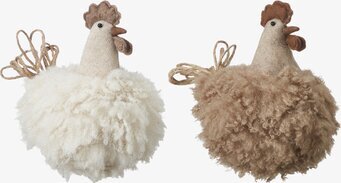 Bild av två charmiga och fluffiga påsktuppar i olika färger