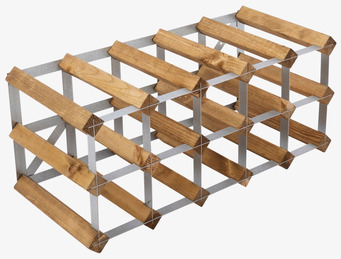 Bild av vinställ i ljus ek med metallram för 15 flaskor