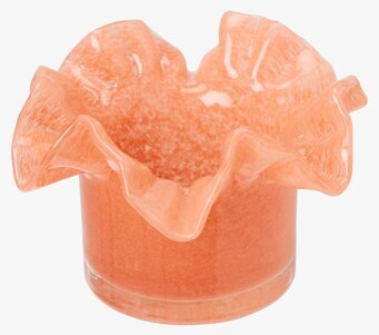 Bild av en unik aprikosfärgad ljuslykta med vågig kant