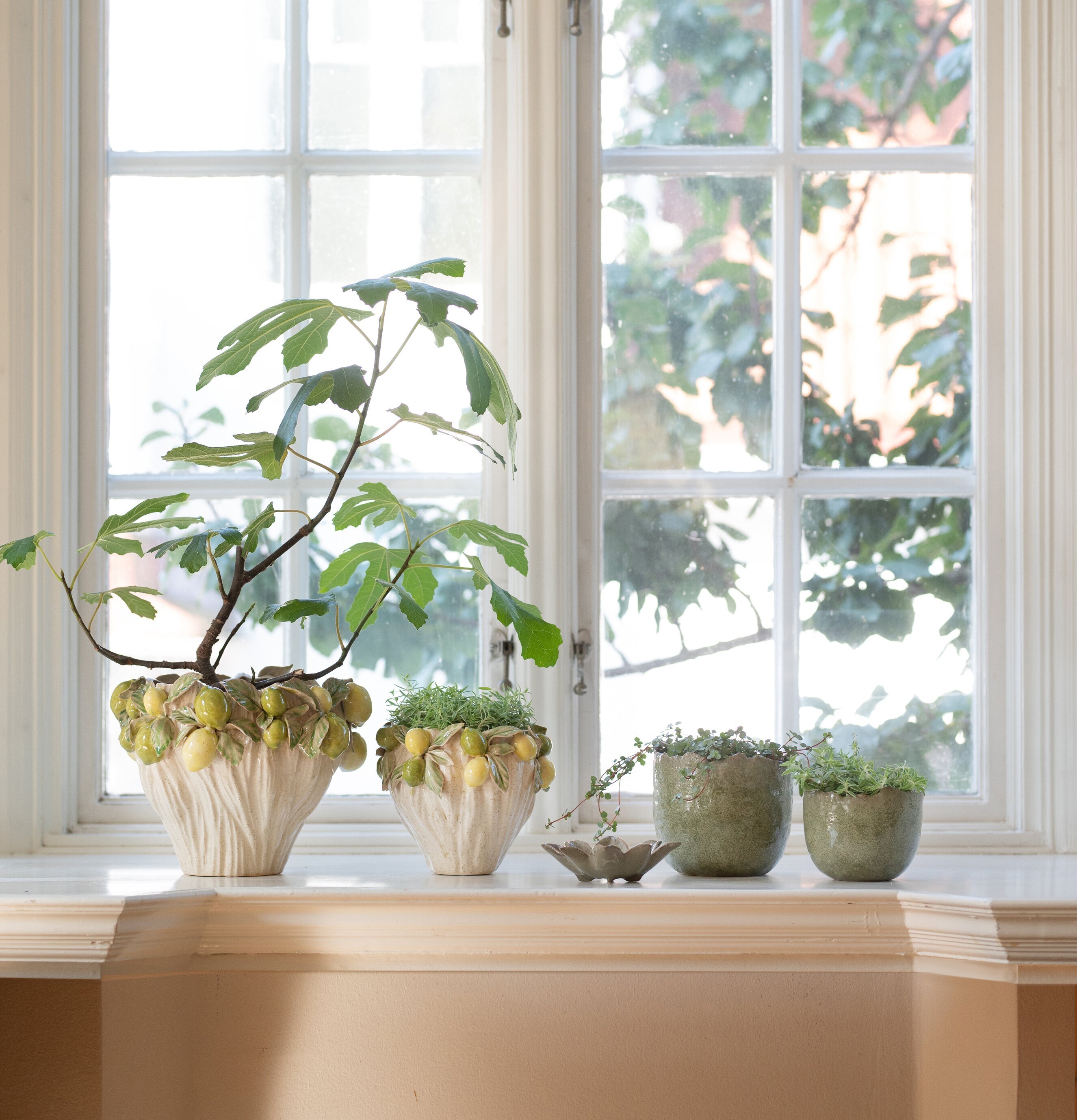 Citra Kruka Offwhite/Gul/Grön Wikholm Form Krukor Örtkrukor Glaskrukor