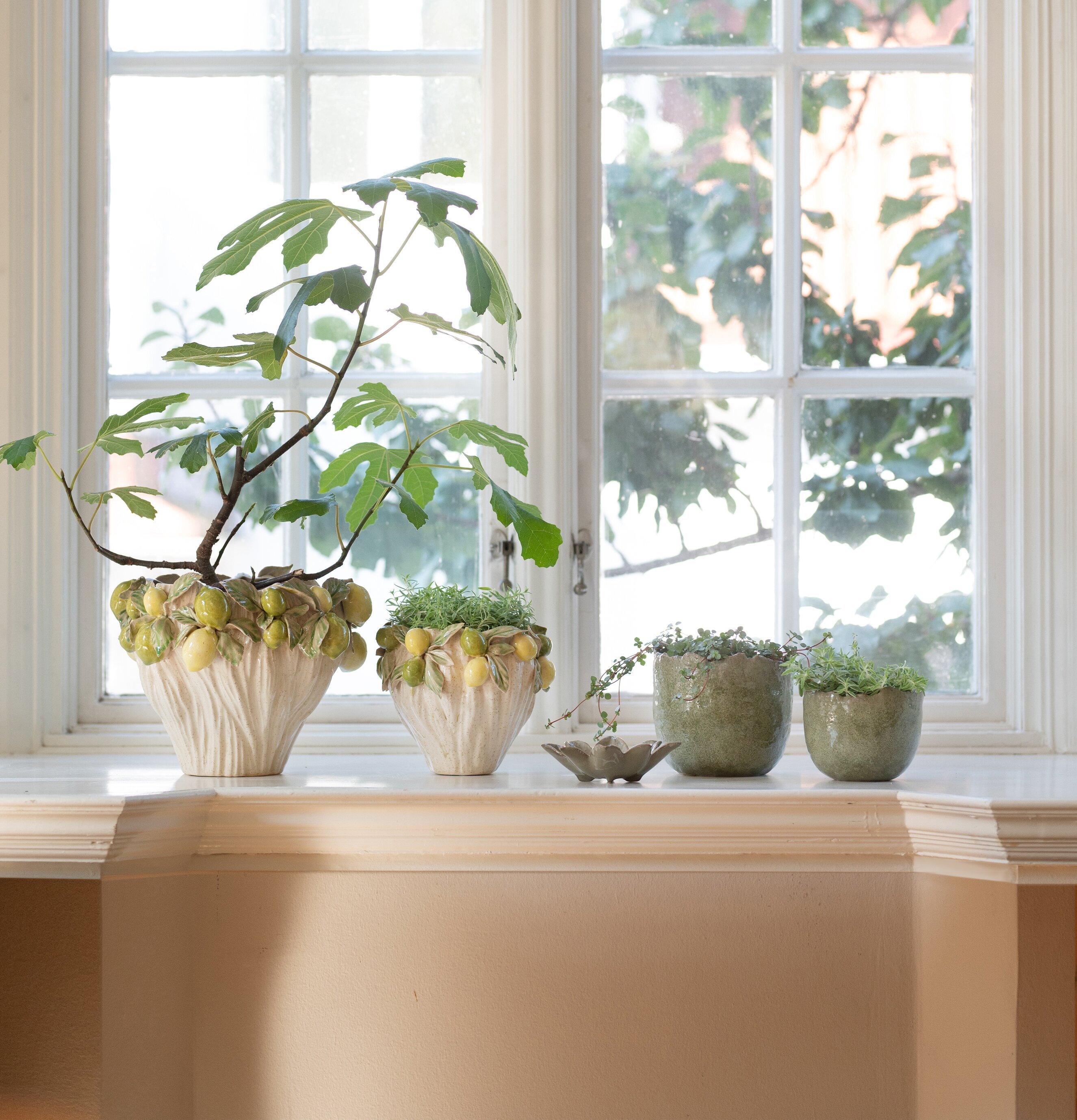 Citra Kruka Offwhite/Gul/Grön Wikholm Form Krukor Örtkrukor Glaskrukor