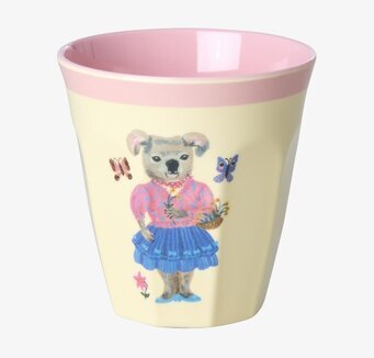 Bild av mugg med koala och blommor i pastellfärger