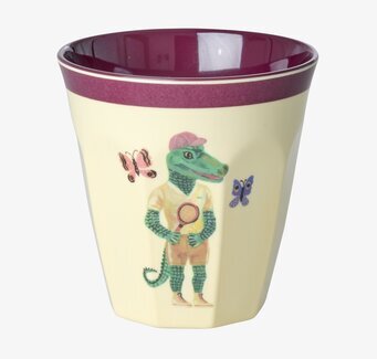 Bild av mugg med krokodil och fjärilar, fantasifull design